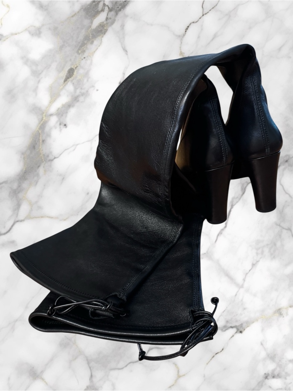Stuart Weitzman Highland Black Plonge Stretch Leather Over-the-Knee Boots Sz 8.5 - Picture 8 of 13